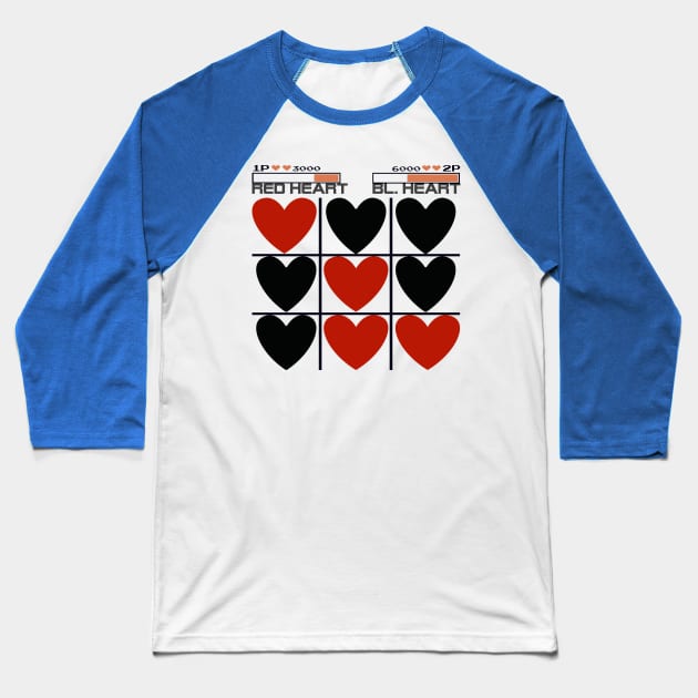 Tic Tac Toe Red Heart vs. Black Heart Baseball T-Shirt by pabrun